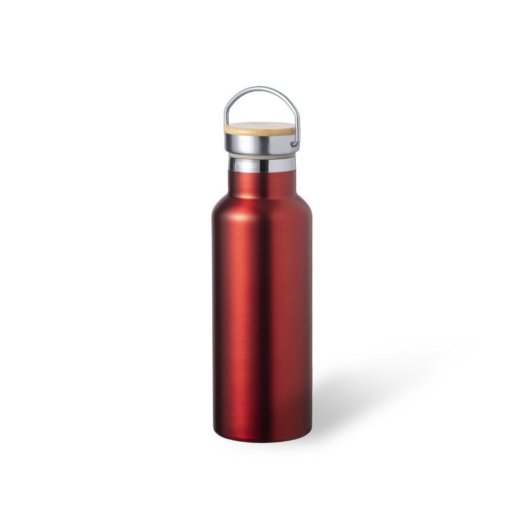 Bidón personalizado Térmico Naxel de 500ml en acero inoxidable con detalle de bambú - Termos personalizados - Regalo Promocional Personalizado