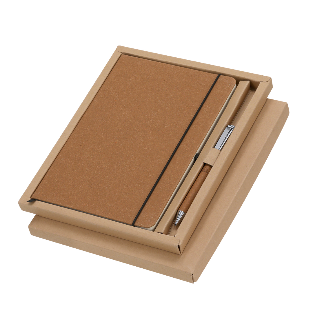 Set personalizado Nauthax bloc y bolígrafo de cuero reciclado - Tazas y botellas - Regalo Promocional Personalizado