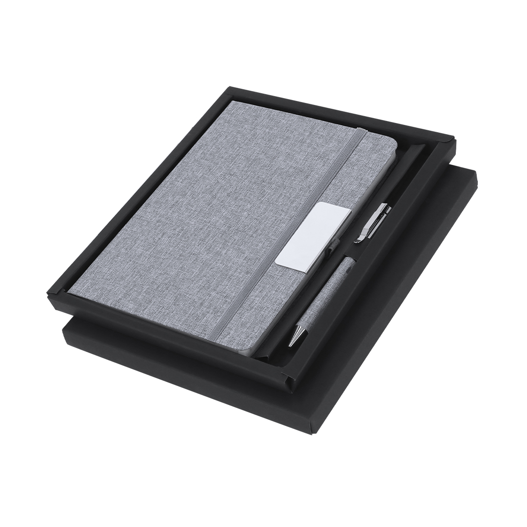 Set con bloc y bolígrafo cromado personalizado Wendam - Tazas y botellas - Regalo Promocional Personalizado