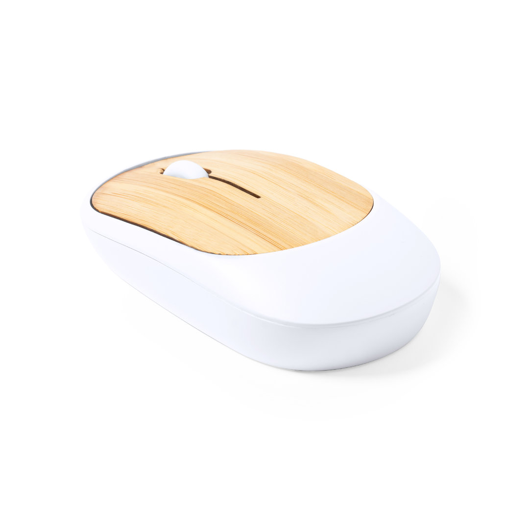 Ratón personalizado Diguan óptico inalámbrico de ABS con superficie de bambú - Tecnología - Regalo Promocional Personalizado - vista alternativa