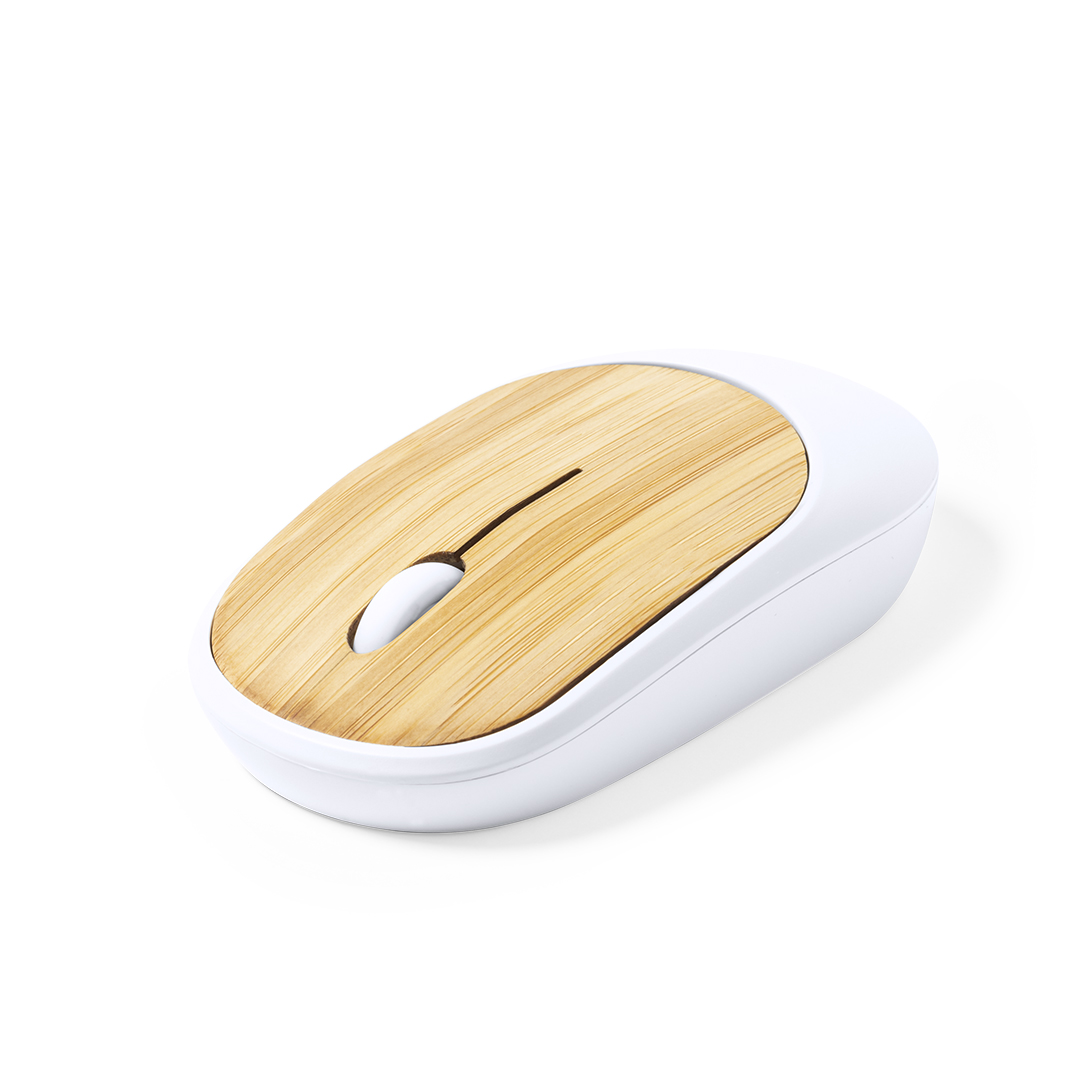Ratón personalizado Diguan óptico inalámbrico de ABS con superficie de bambú - Tecnología - Regalo Promocional Personalizado