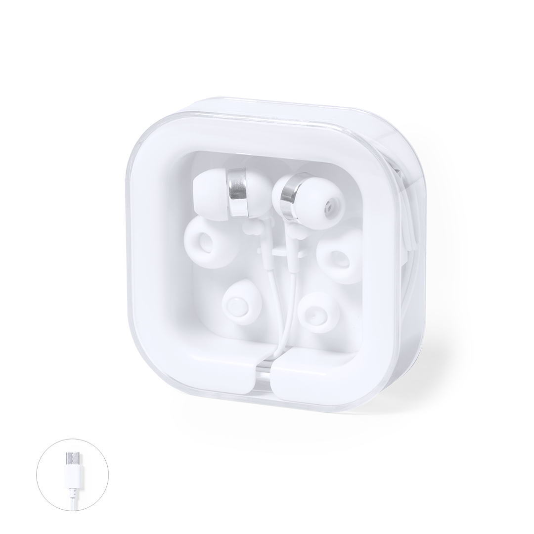 Auriculares Trubus tipo C cromado 3 almohadillas - Tecnología - Regalo Promocional Personalizado
