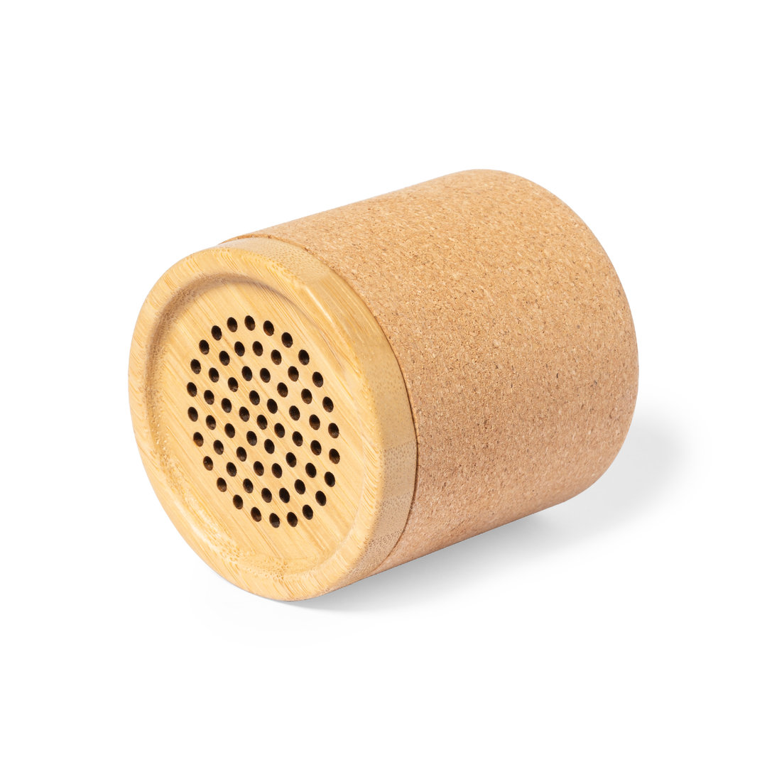 Altavoz Mirintex corcho natural con rejilla bambú