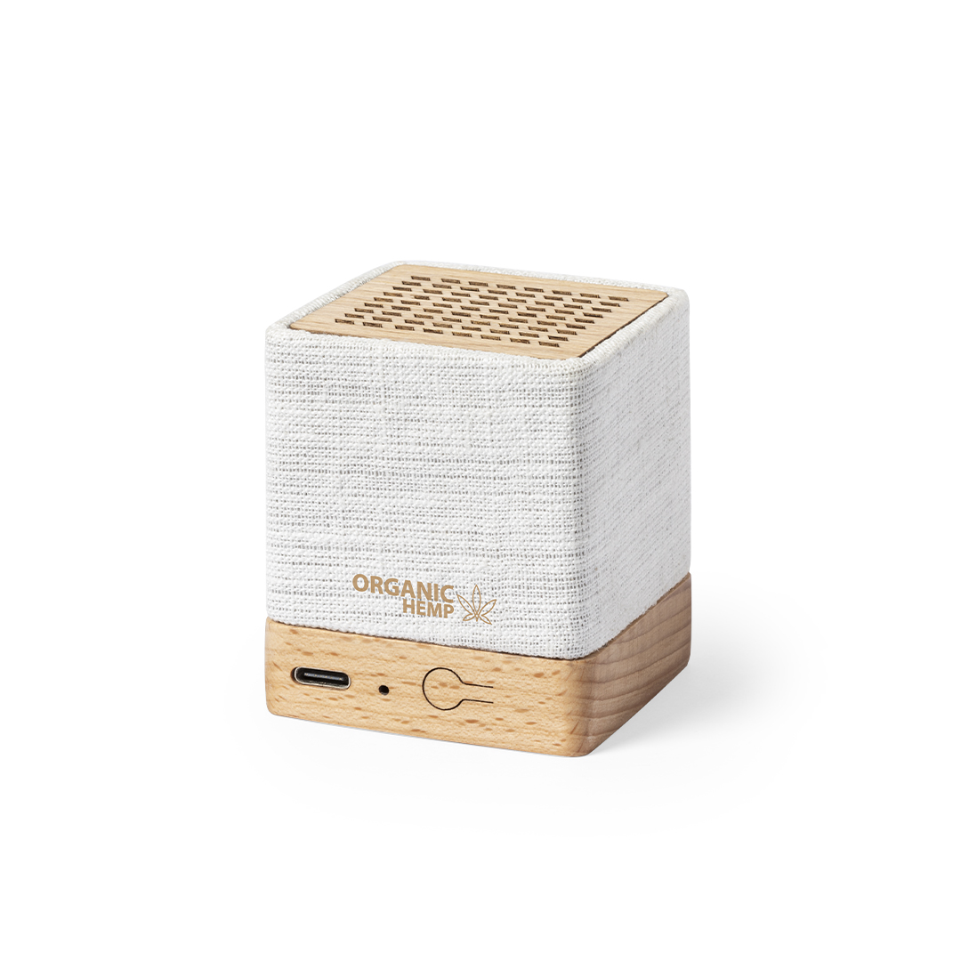Altavoz Dorkin cáñamo orgánico con madera natural - Tecnología - Regalo Promocional Personalizado
