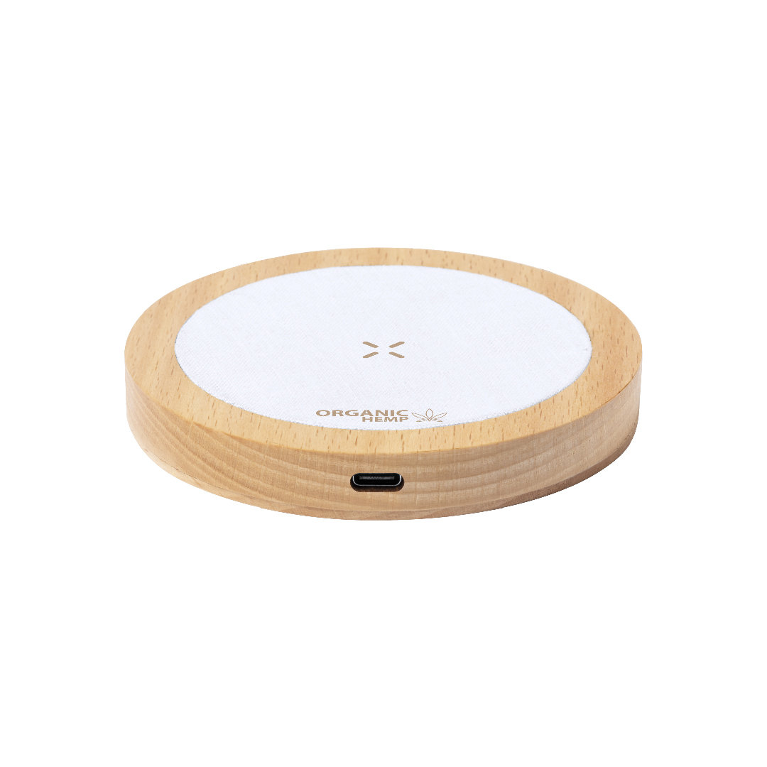 Cargador personalizado Kuzgal inalámbrico 15W de cáñamo con madera