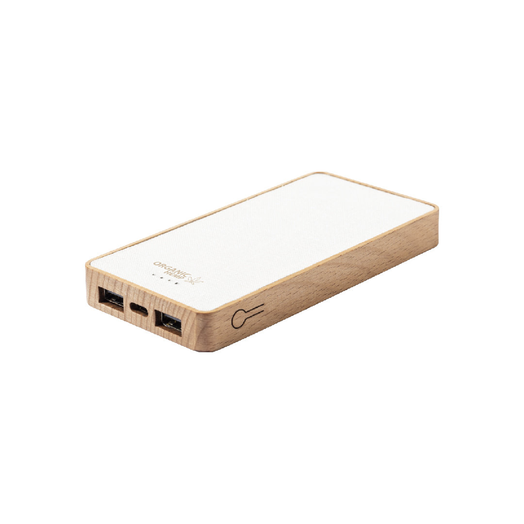 Power Bank personalizada Meskat de cáñamo orgánico y madera natural de 8000mAh