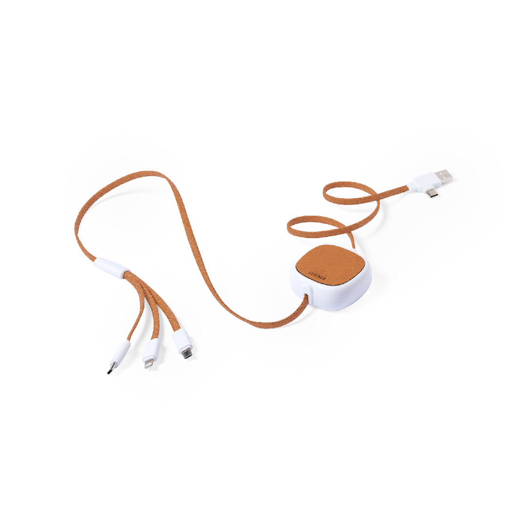 Cable cargador personalizado Sherat RCS de RABS y cuero reciclado