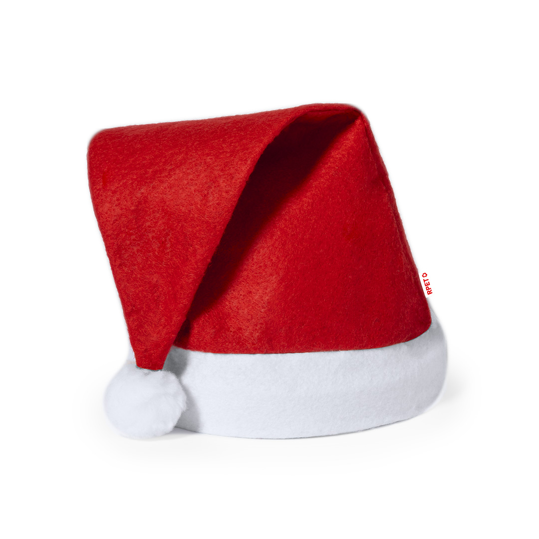 Gorro personalizado Papá Noel Coyfel de RPET con banda y pompón blanco