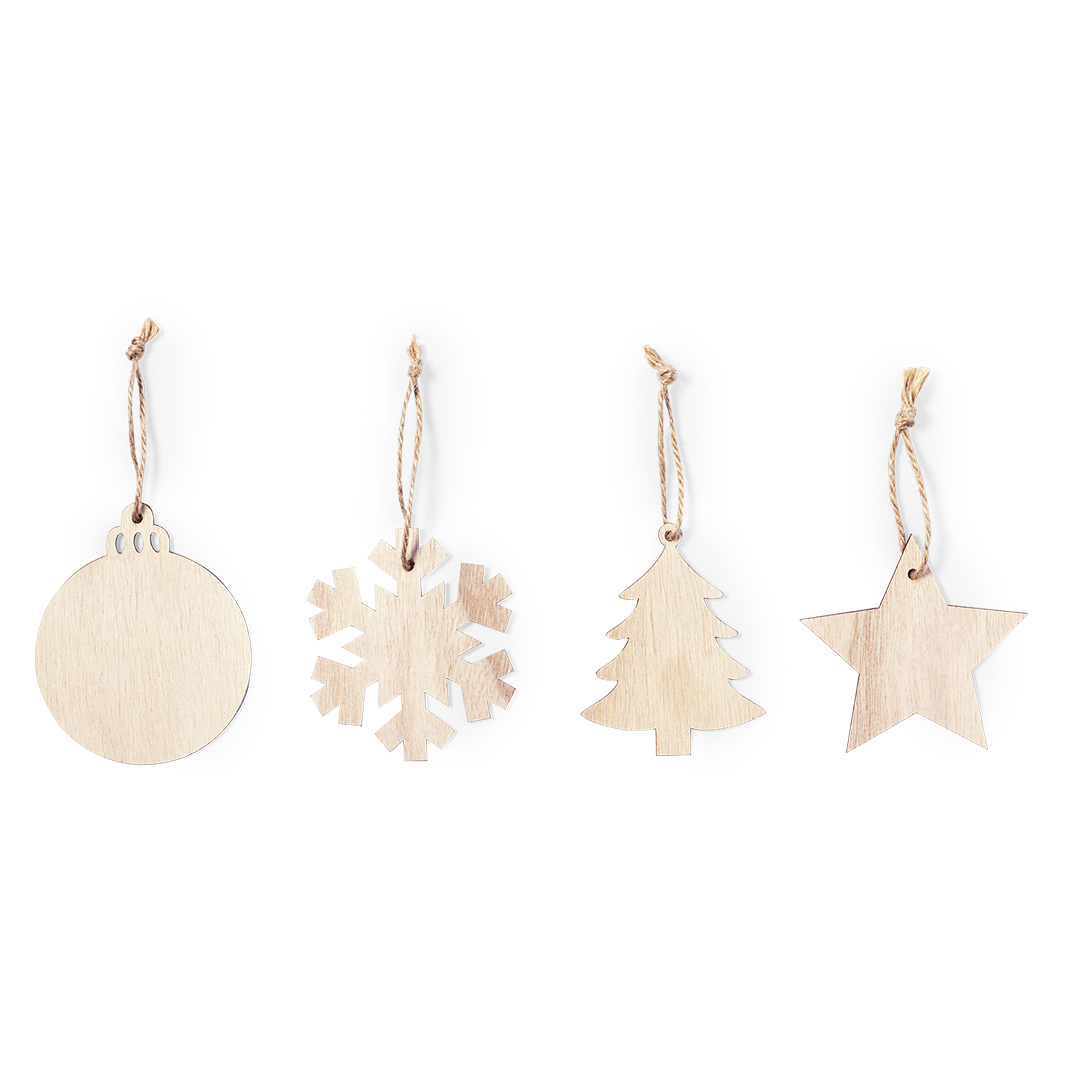 Adorno Fultom navideño de madera natural disponible en 4 diseños