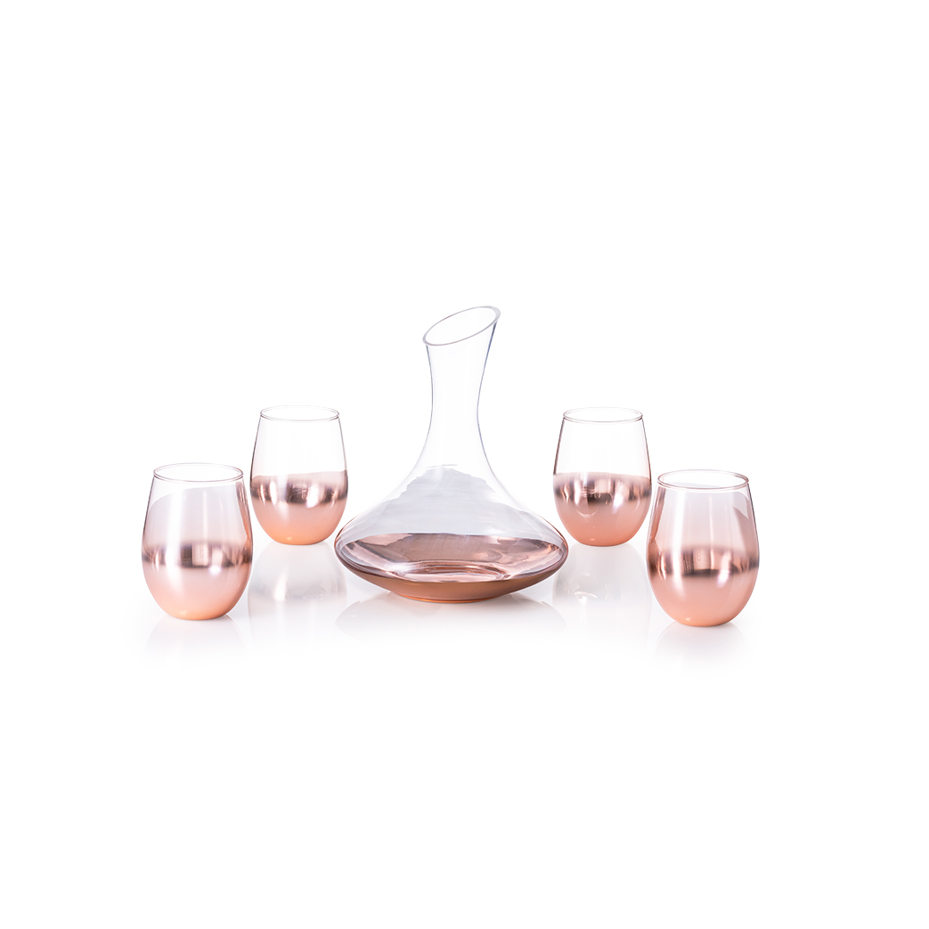 Set personalizado Prescot de vinos de cristal con recubrimiento rosado degradado