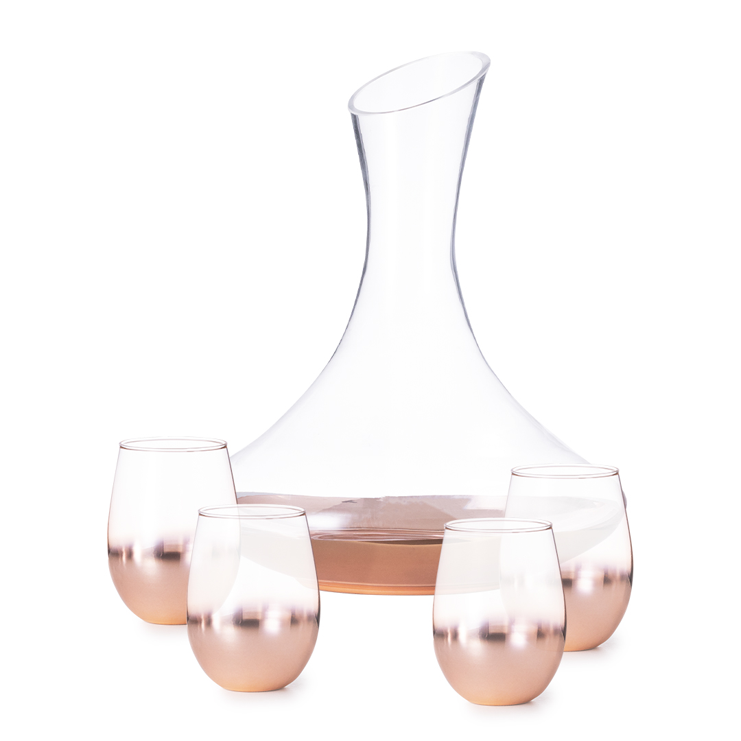 Set personalizado Prescot de vinos de cristal con recubrimiento rosado degradado - Packs de regalo personalizado - Regalo Promocional Personalizado