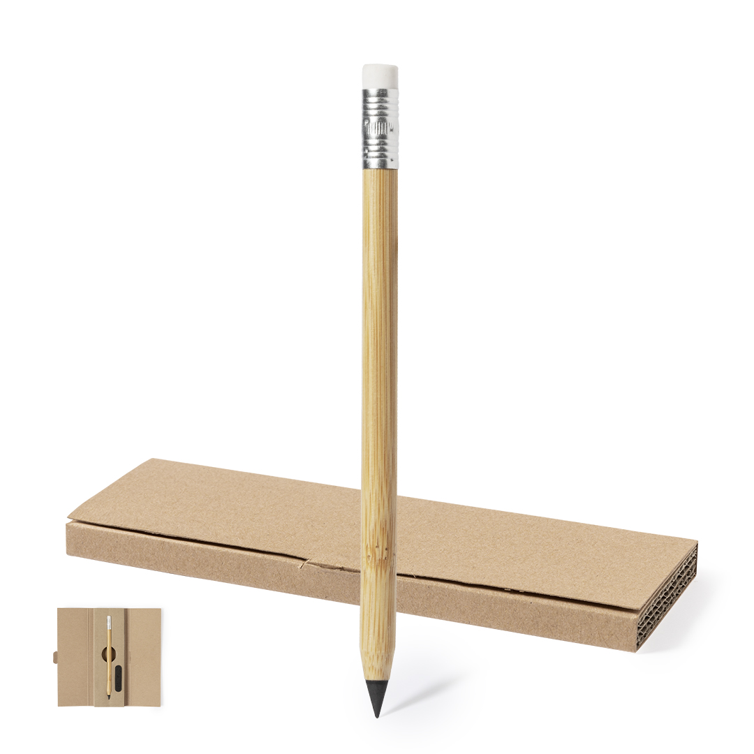Lápiz eterno personalizado Seryi de bambú con lima afiladora - Oficina - Regalo Promocional Personalizado