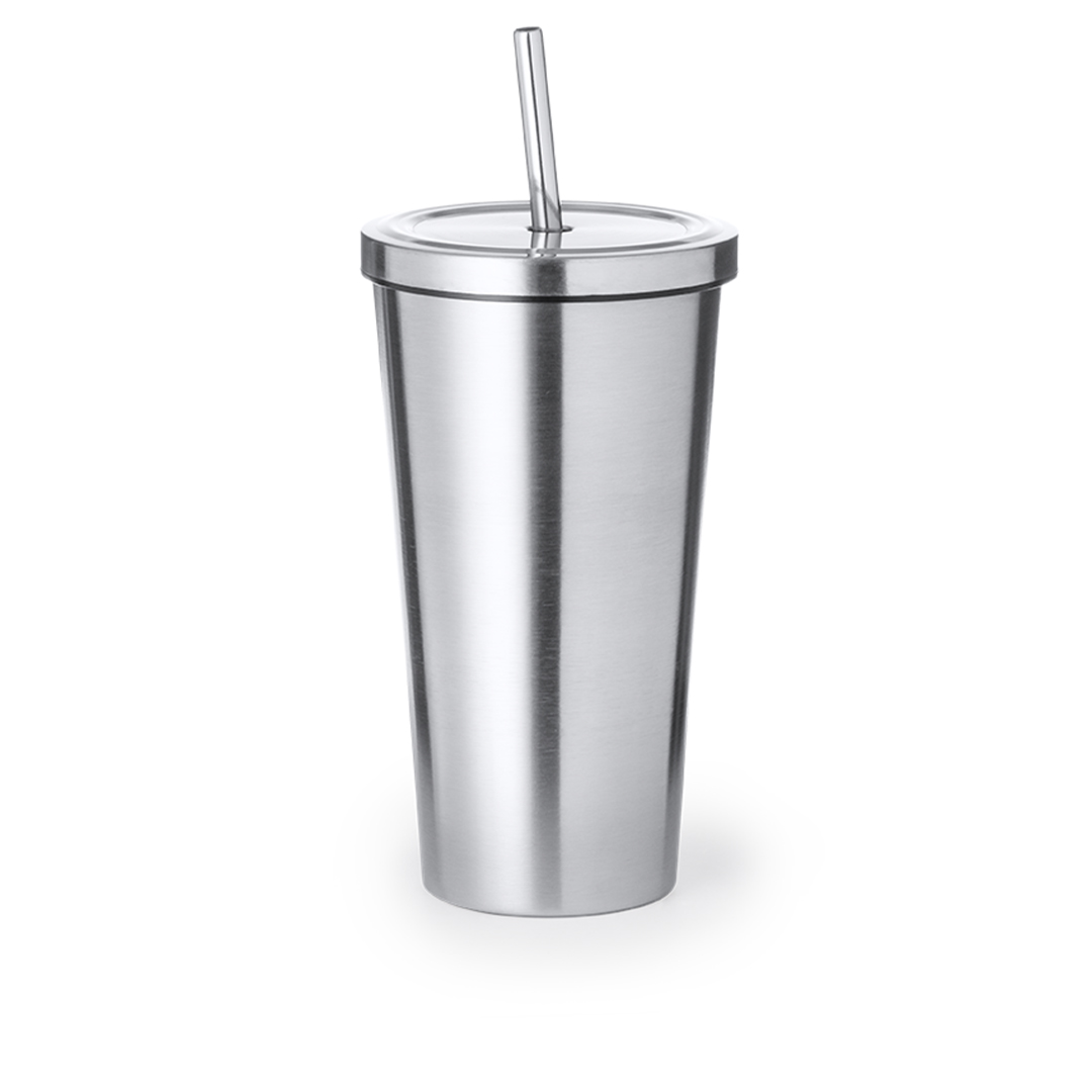 Vaso térmico personalizado Moder de acero inoxidable mate con pajita de 600ml - Tazas y vasos personalizados - Regalo Promocional Personalizado