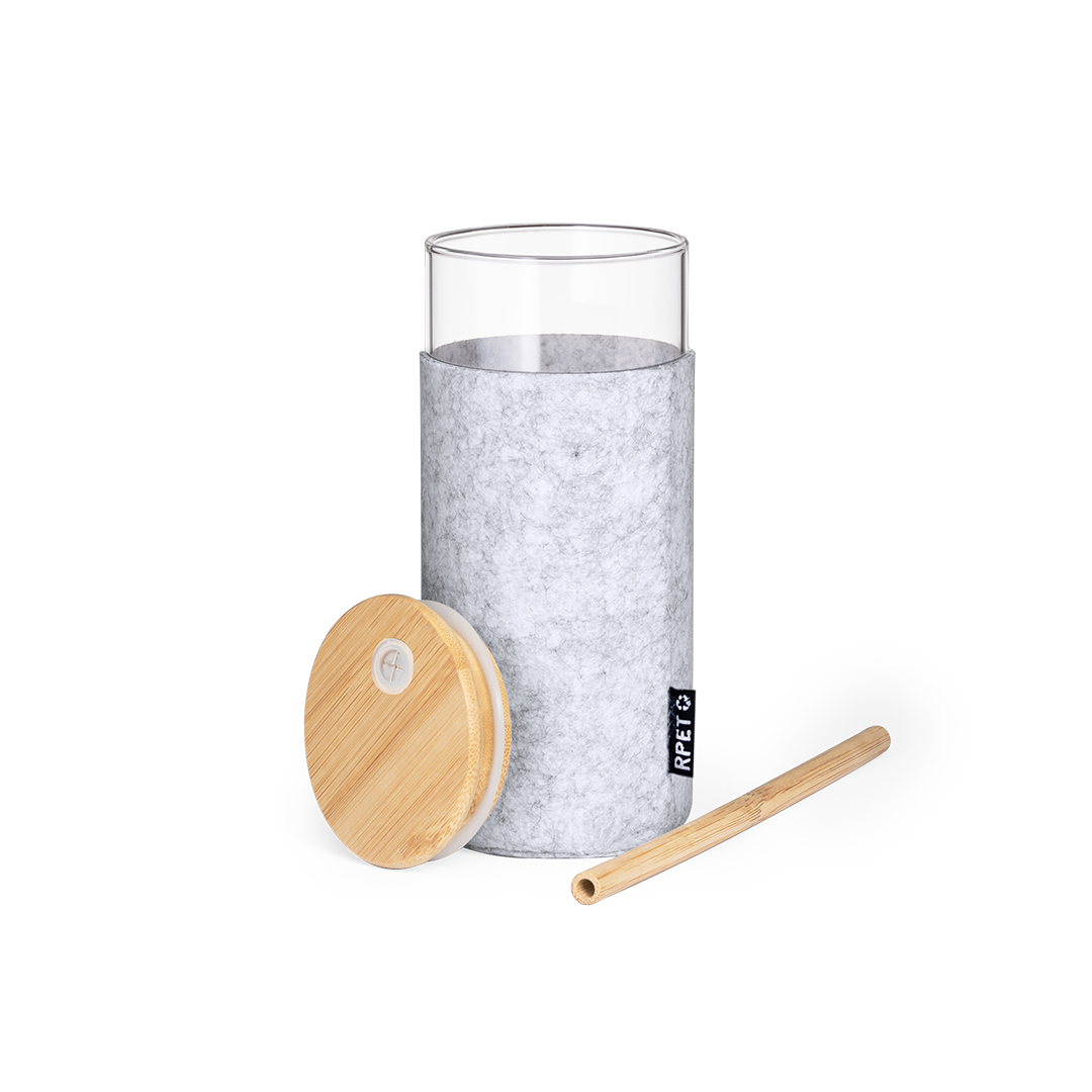 Vaso personalizado Zilber de cristal borosilicato con funda RPET - Tazas y vasos personalizados - Regalo Promocional Personalizado - vista alternativa