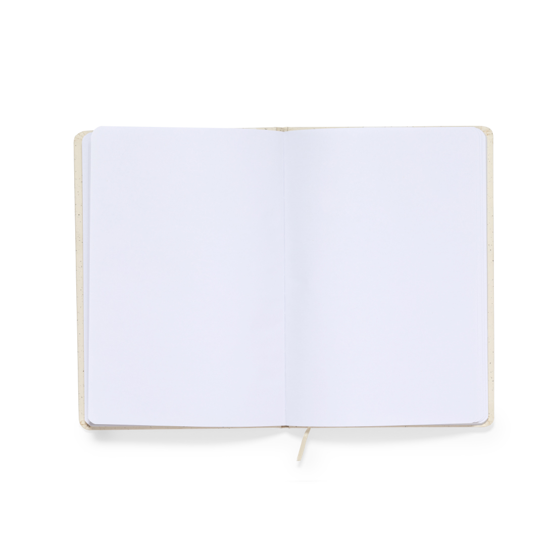 Libreta personalizada Kanlio de cartón reciclado con acabado cosido