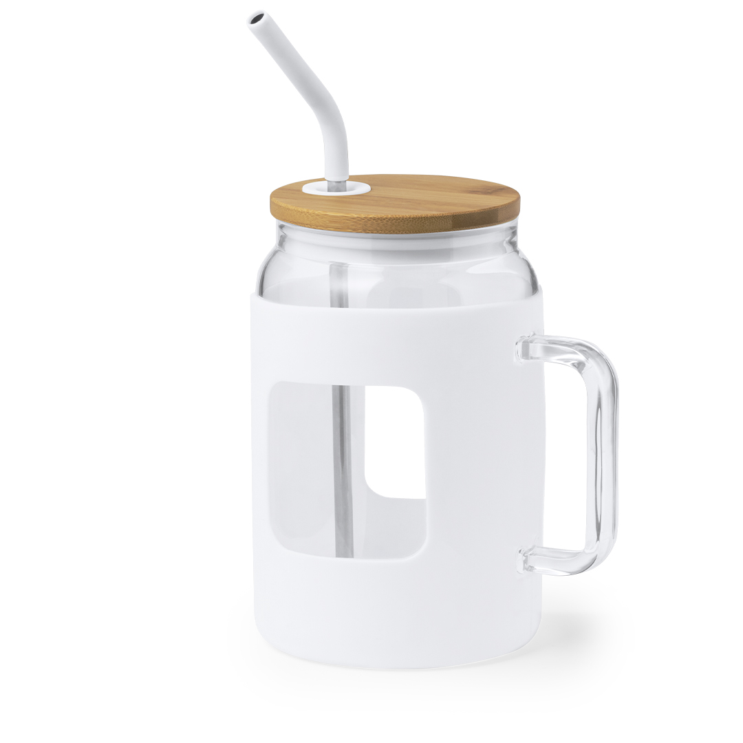 Tarro personalizado Jacin de cristal de 1,625l con tapa de bambú - Tazas y botellas - Regalo Promocional Personalizado