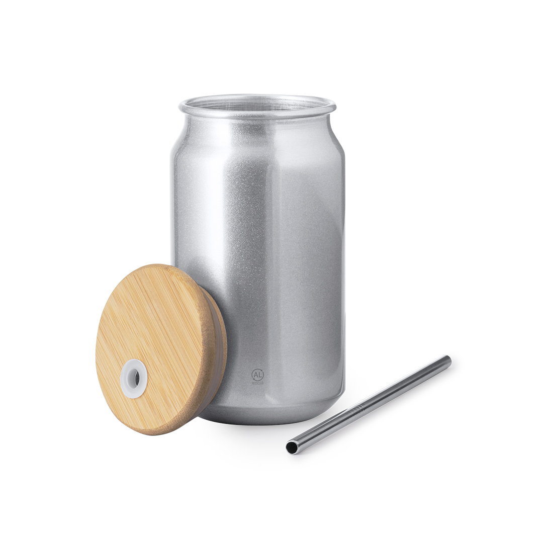 Vaso personalizado Audrey de aluminio reciclado con bambú de 430ml