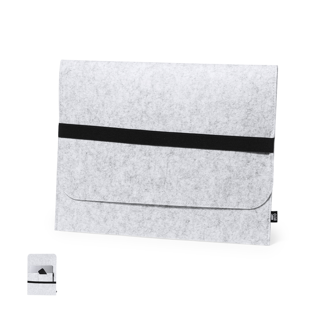Funda para portátil personalizada Riley de fieltro RPET con goma - Fundas para portátil - Regalo Promocional Personalizado