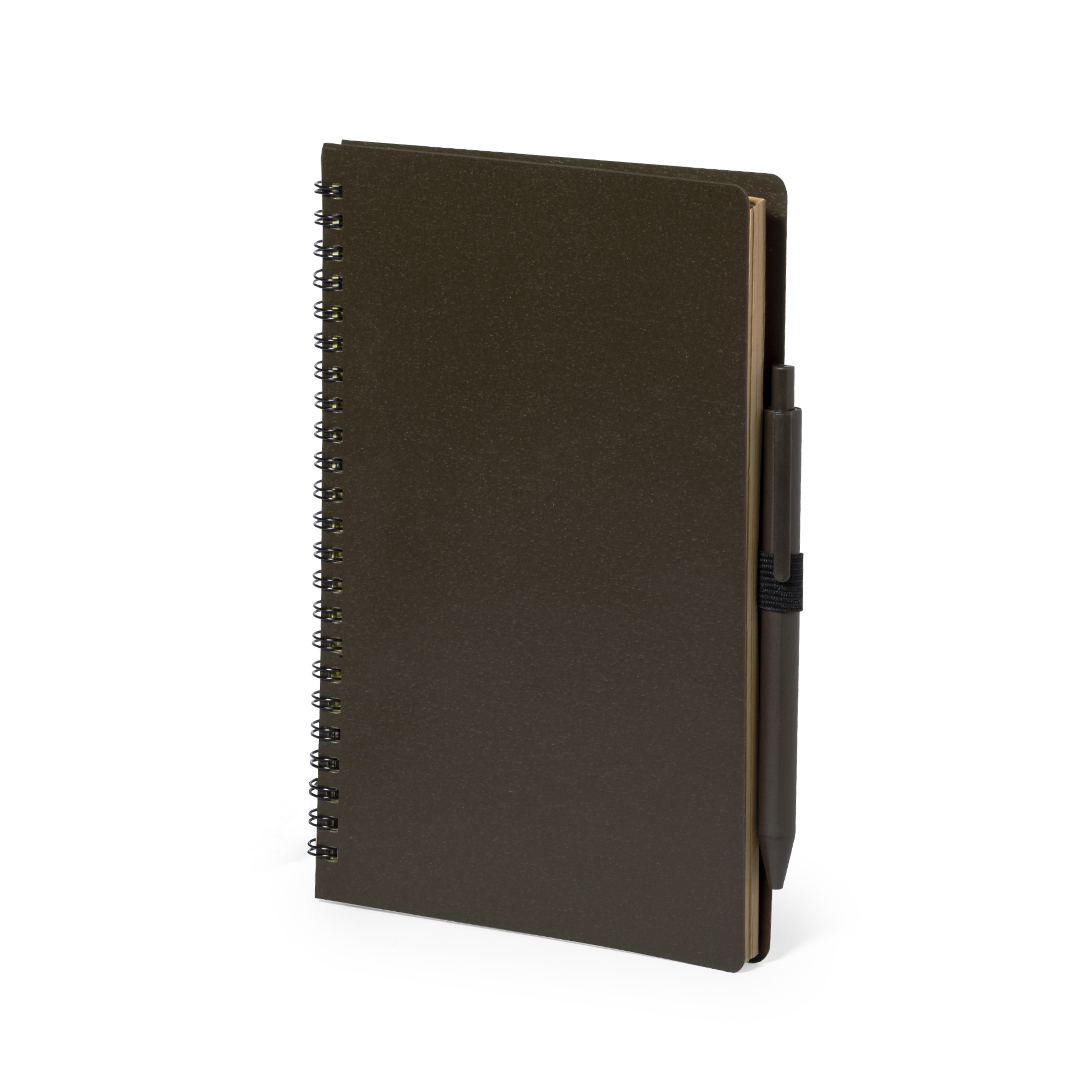 Libreta personalizada Alanna set con bolígrafo de fibra de café - Set de escritura personalizados - Regalo Promocional Personalizado