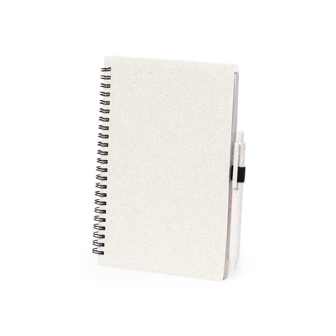 Libreta personalizada Emily set de caña de trigo con bolígrafo - Set de escritura personalizados - Regalo Promocional Personalizado - vista alternativa