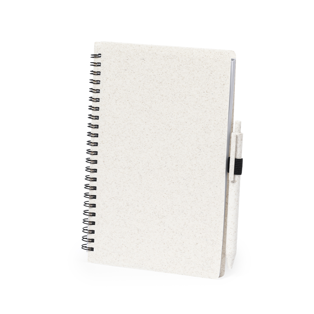 Libreta personalizada Emily set de caña de trigo con bolígrafo - Set de escritura personalizados - Regalo Promocional Personalizado