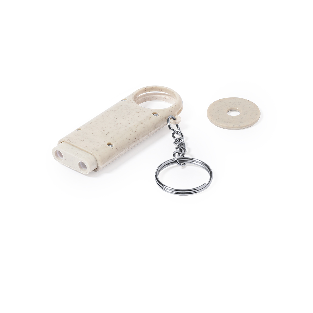 Llavero moneda personalizado Evelyn de caña de trigo con linterna LED