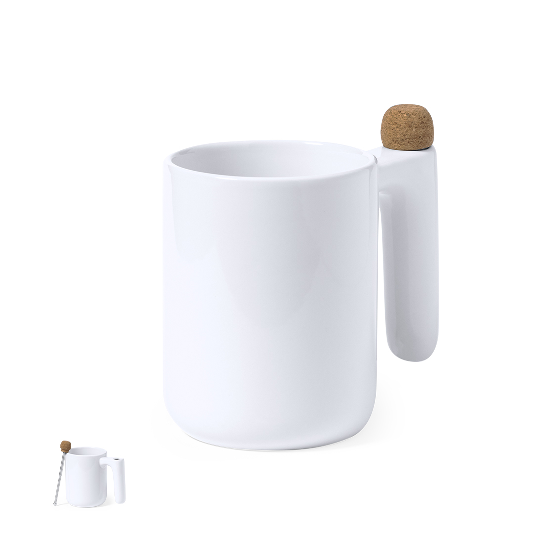 Taza de cerámcia personalizada Beverly de 500ml con agitador extensible - Tazas y vasos personalizados - Regalo Promocional Personalizado