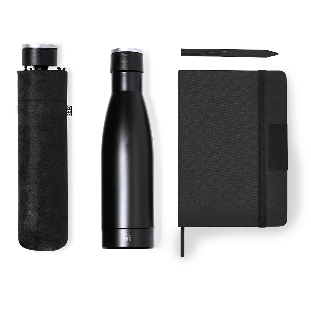 Set personalizado Gregory premium acero reciclado con paraguas RPET - Tazas y botellas - Regalo Promocional Personalizado - vista alternativa