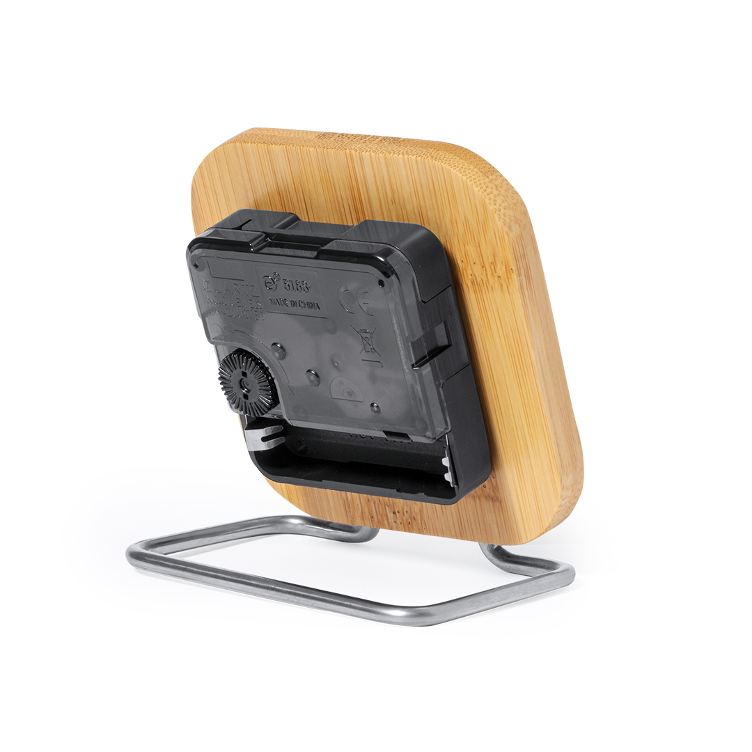 Reloj de mesa personalizado Eciko de bambú barnizado y acero inoxidable - Tecnología - Regalo Promocional Personalizado - vista alternativa