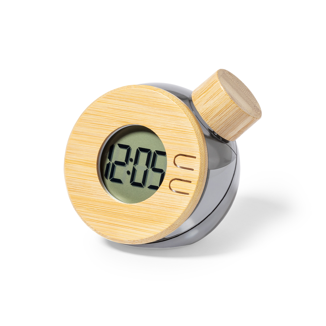 Reloj de mesa personalizado Graox de bambú natural funciona con agua - Tecnología - Regalo Promocional Personalizado
