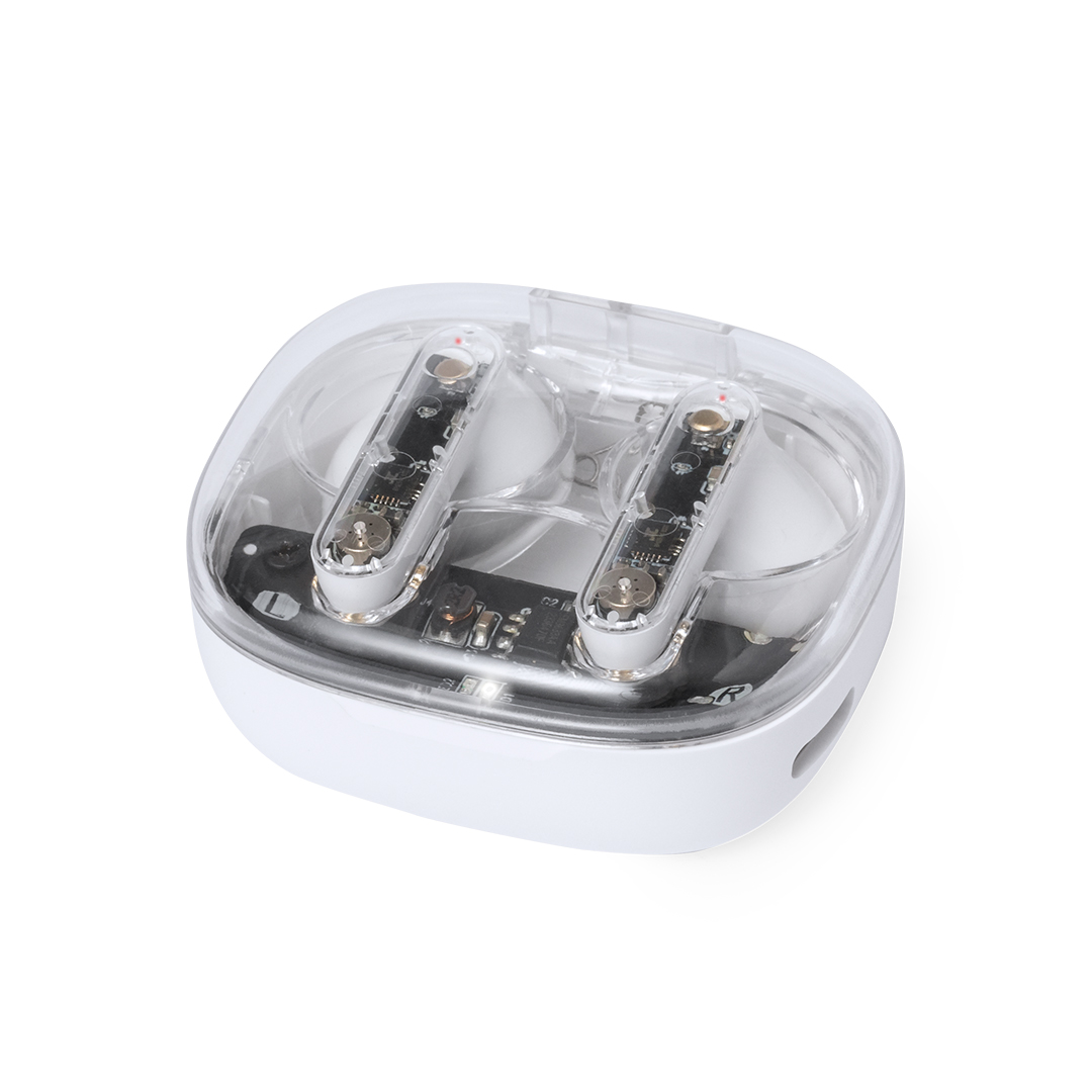 Auriculares Webex transparente Bluetooth 5.3 bolsa reciclada - Tecnología - Regalo Promocional Personalizado - imagen 3