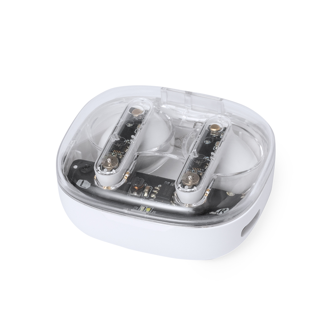 Auriculares Webex transparente Bluetooth 5.3 bolsa reciclada - Tecnología - Regalo Promocional Personalizado - imagen 4