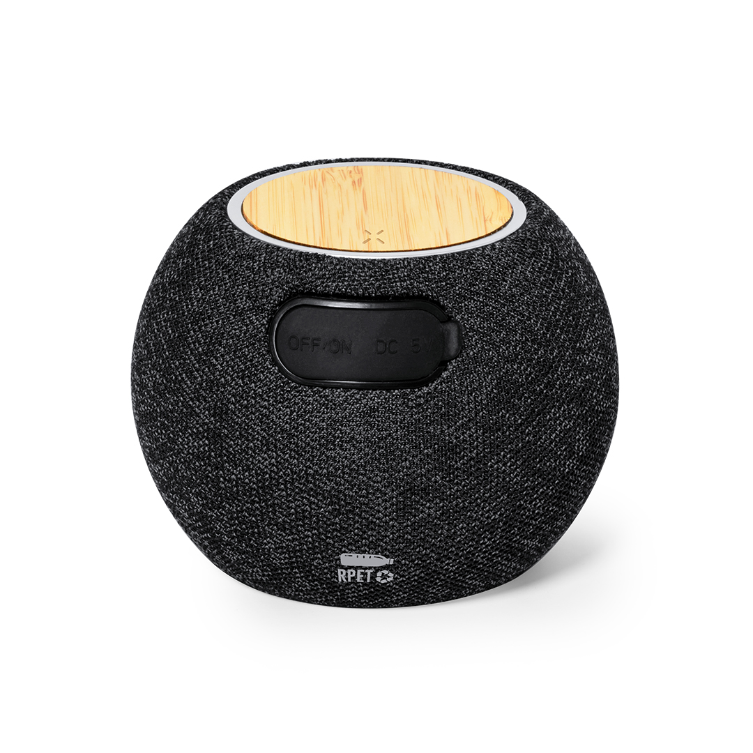Altavoz cargador Cedric bambú con carga inalámbrica 15W