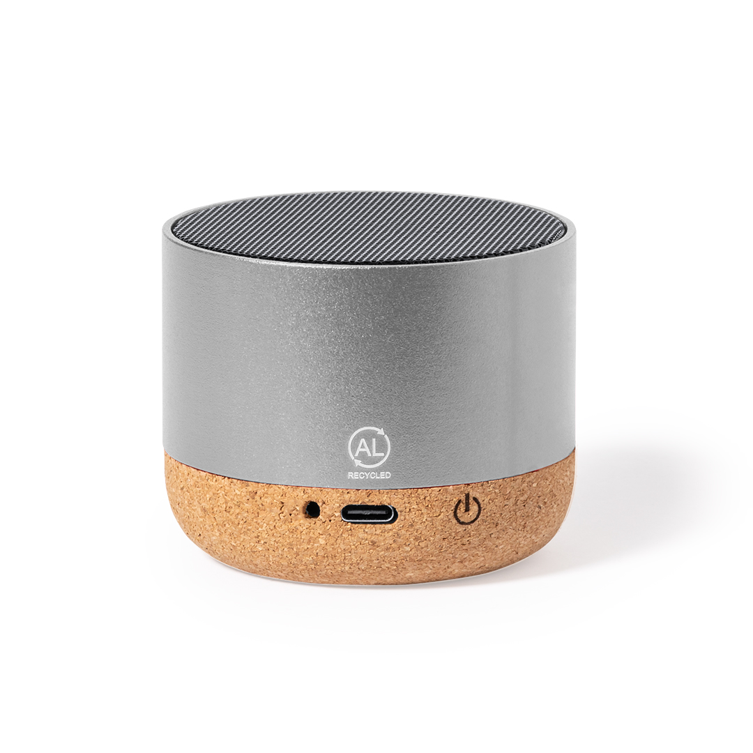 Altavoz Moore aluminio reciclado con base corcho - Tecnología - Regalo Promocional Personalizado - imagen 4