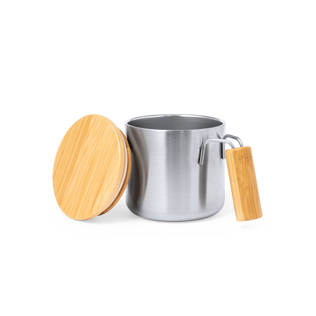 Taza térmica personalizada Claire de acero inox reciclado con bambú de 330ml - Tazas y vasos personalizados - Regalo Promocional Personalizado - imagen 3