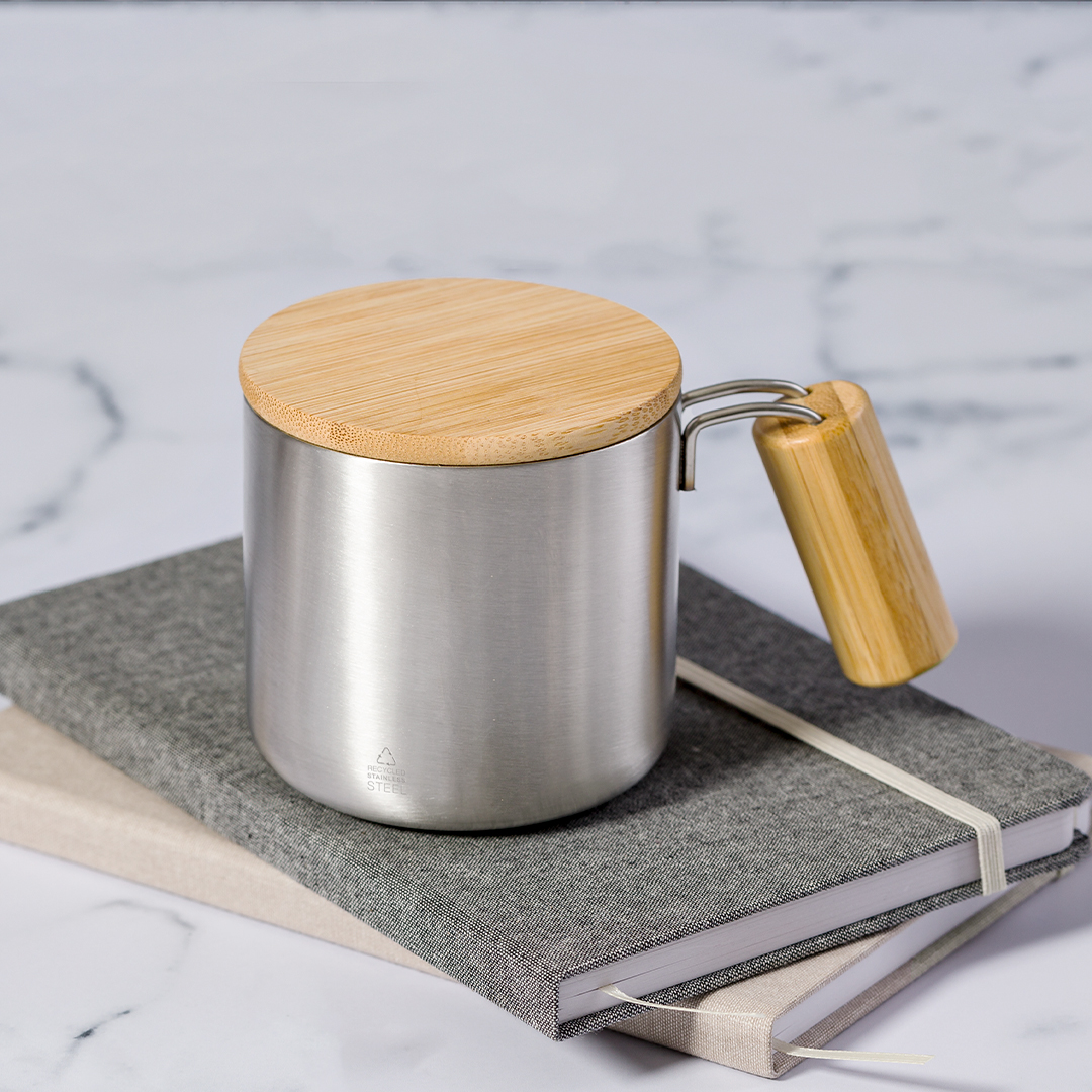 Taza térmica personalizada Claire de acero inox reciclado con bambú de 330ml - Tazas y vasos personalizados - Regalo Promocional Personalizado - imagen 8