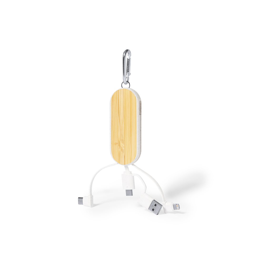 Cable cargador personalizado Abby de trigo y bambú con mosquetón - Tecnología - Regalo Promocional Personalizado - imagen 4