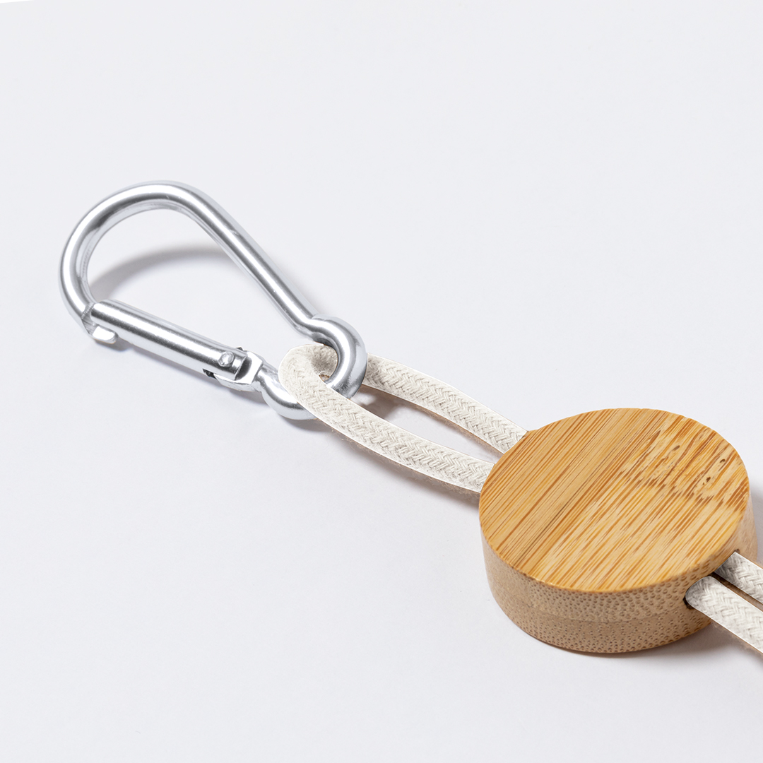 Cable cargador personalizado Denny de bambú y algodón con mosquetón