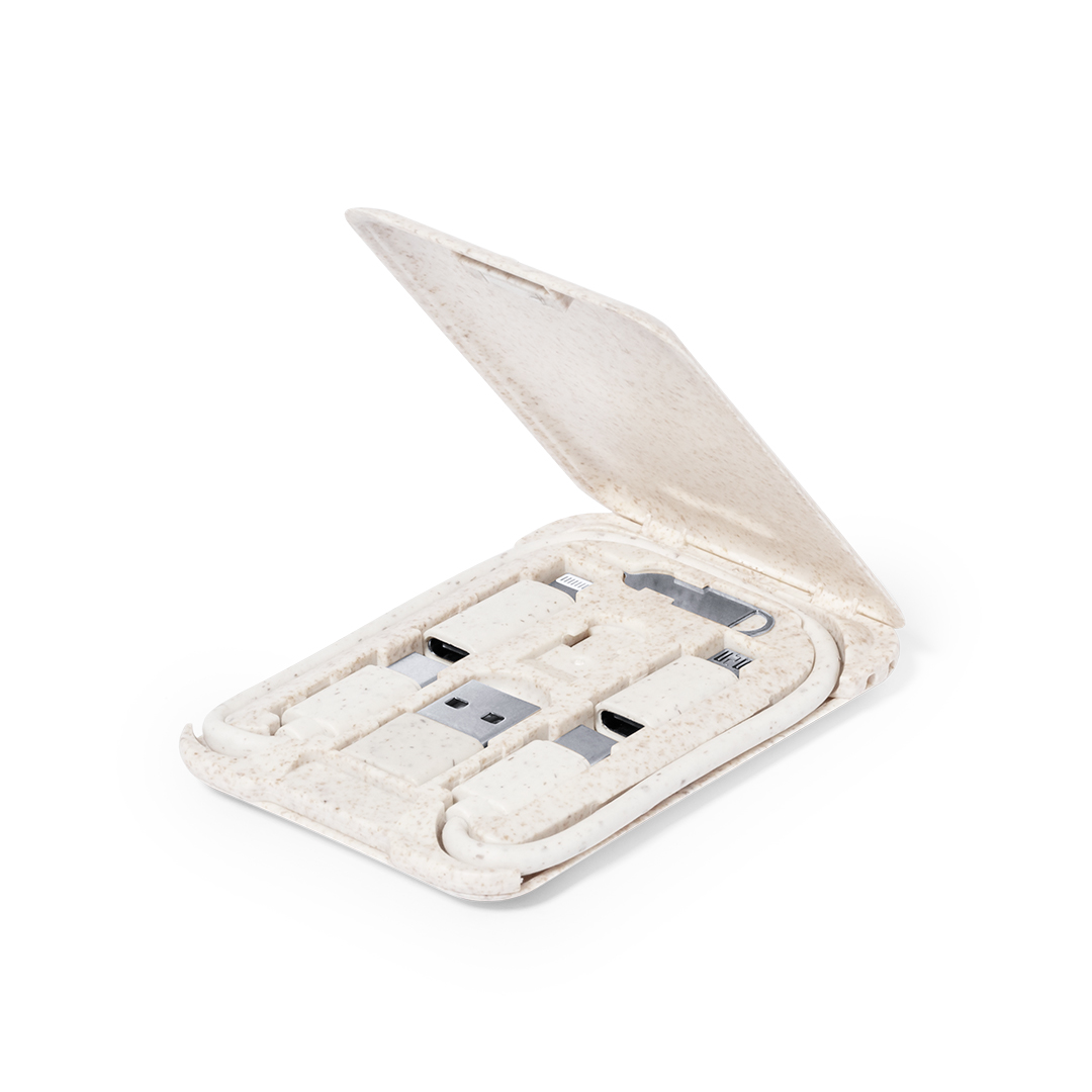 Set cables cargadores personalizado Lee de fibra de trigo con soporte