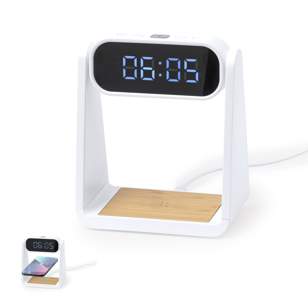 Reloj multifunción personalizado Darret con lámpara de ABS y bambú - Tecnología - Regalo Promocional Personalizado
