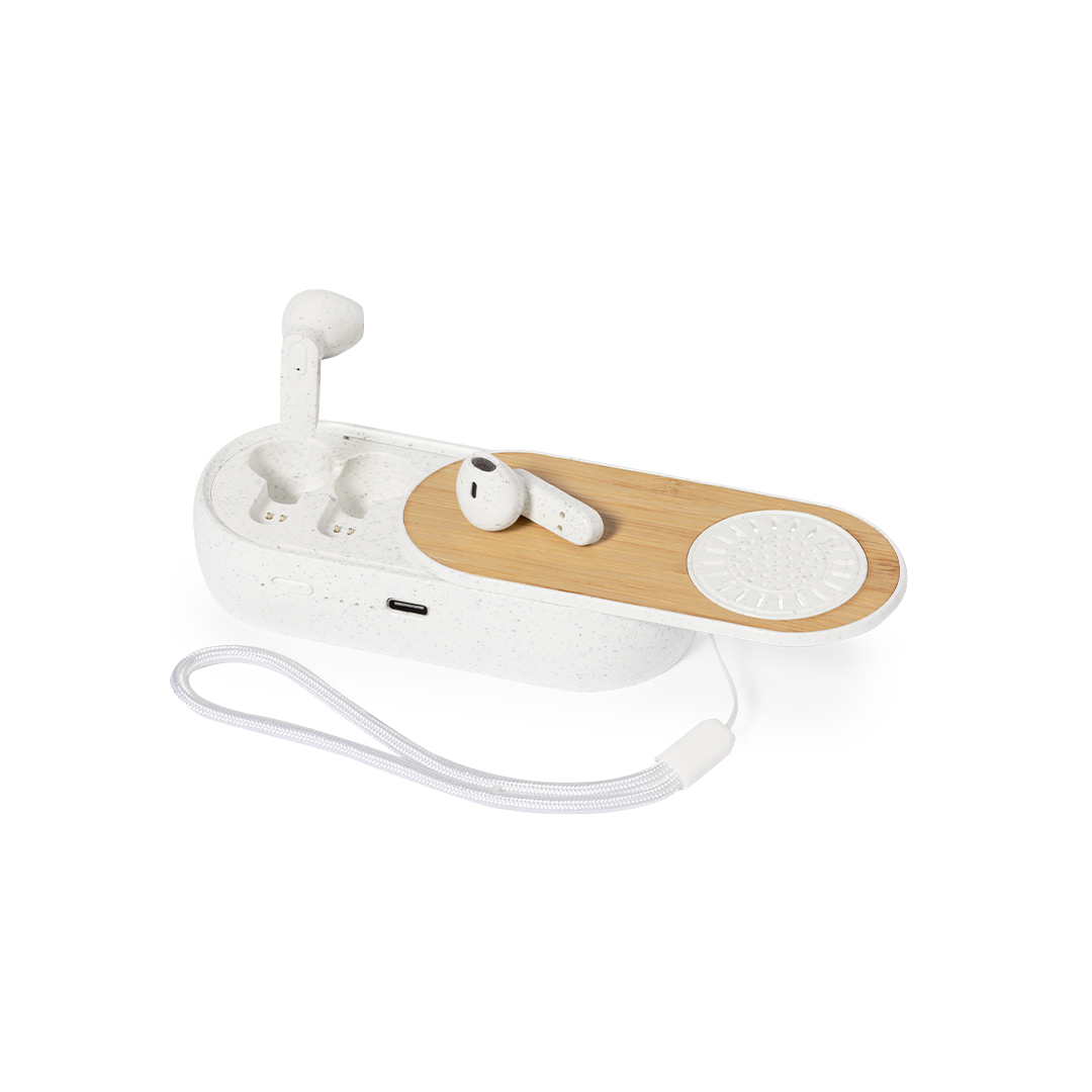 Auriculares Altavoz Gissel bambú caña trigo sostenible - Tecnología - Regalo Promocional Personalizado - imagen 4