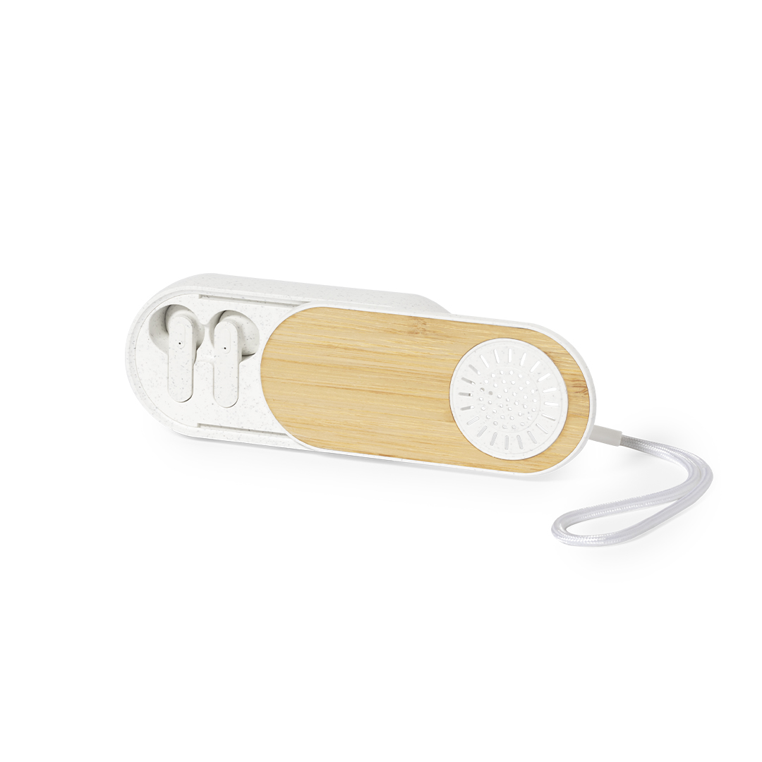 Auriculares Altavoz Gissel bambú caña trigo sostenible - Tecnología - Regalo Promocional Personalizado
