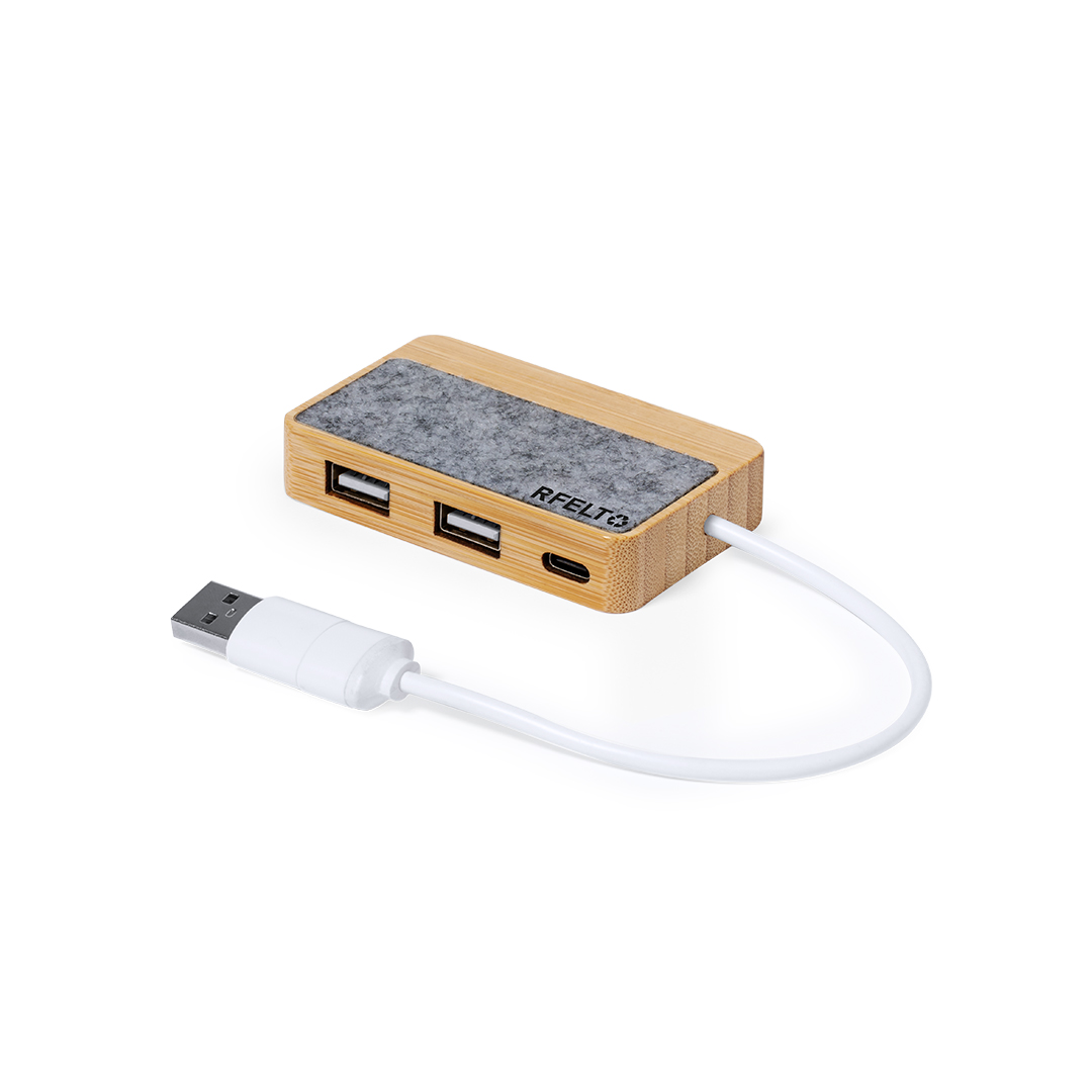 Puerto USB personalizado Barney de bambú y fieltro RPET - Tecnología - Regalo Promocional Personalizado - vista alternativa