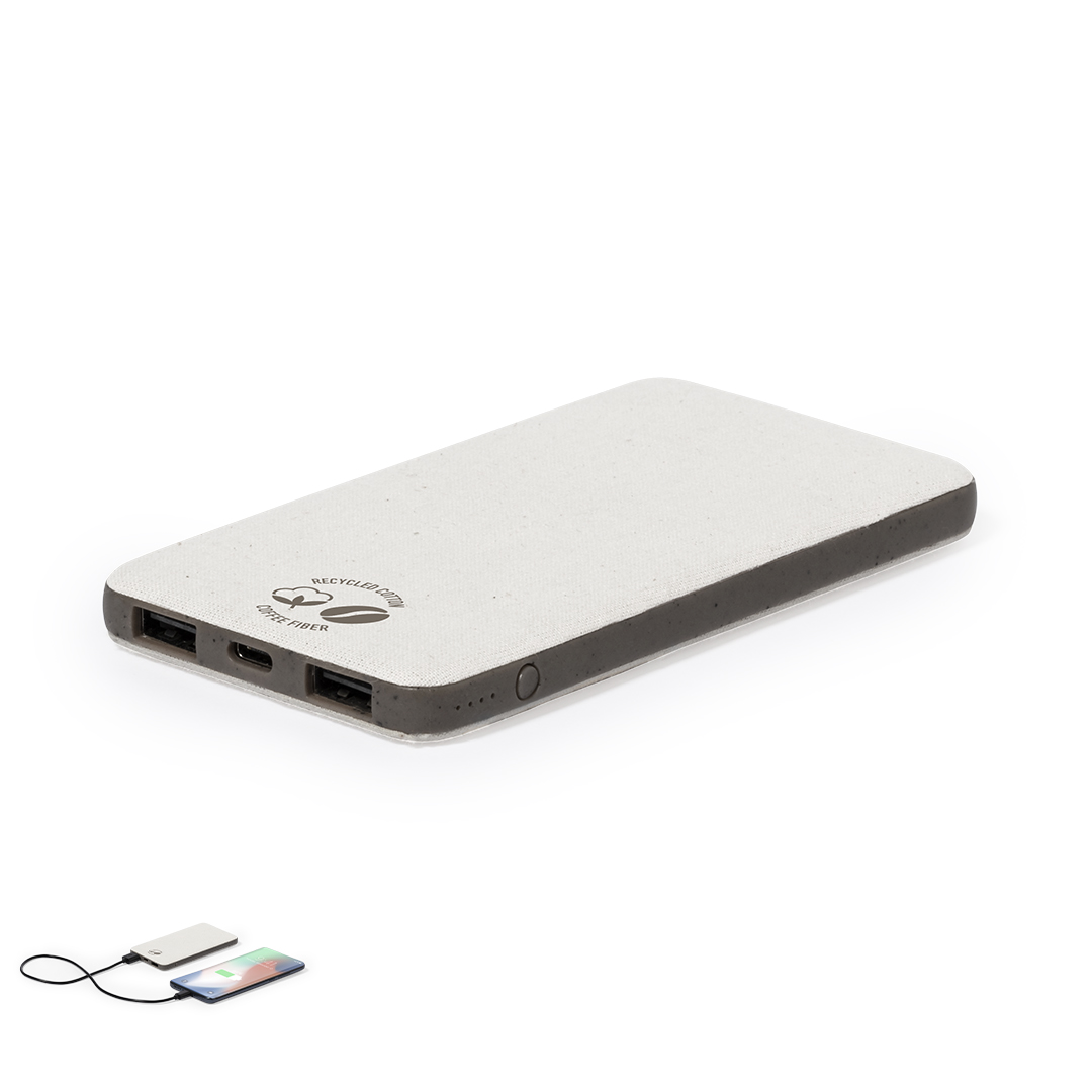 Power Bank personalizada Mayer de fibra de café y algodón reciclado de 5000mAh - Tecnología - Regalo Promocional Personalizado