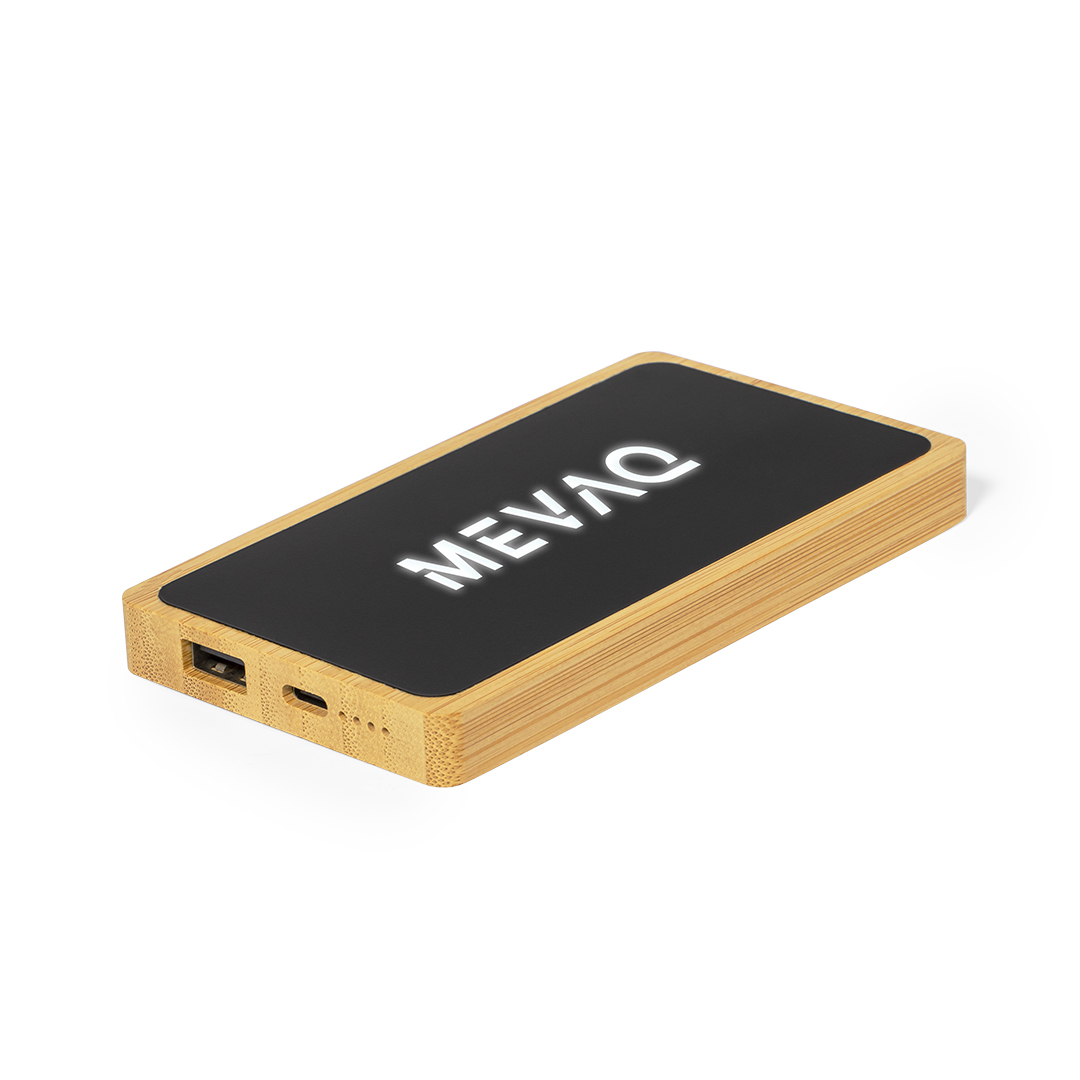 Power Bank personalizada Koby de bambú con iluminación LED de 5000mAh - Tecnología - Regalo Promocional Personalizado