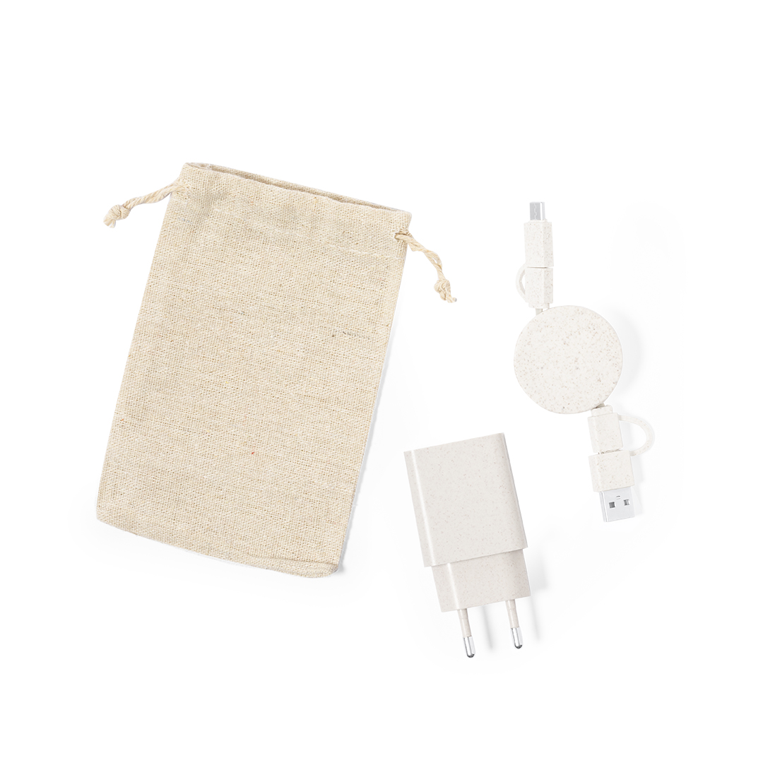Set cargadores personalizado Pylot de fibra de trigo con bolsa algodón - Viaje - Regalo Promocional Personalizado - imagen 4