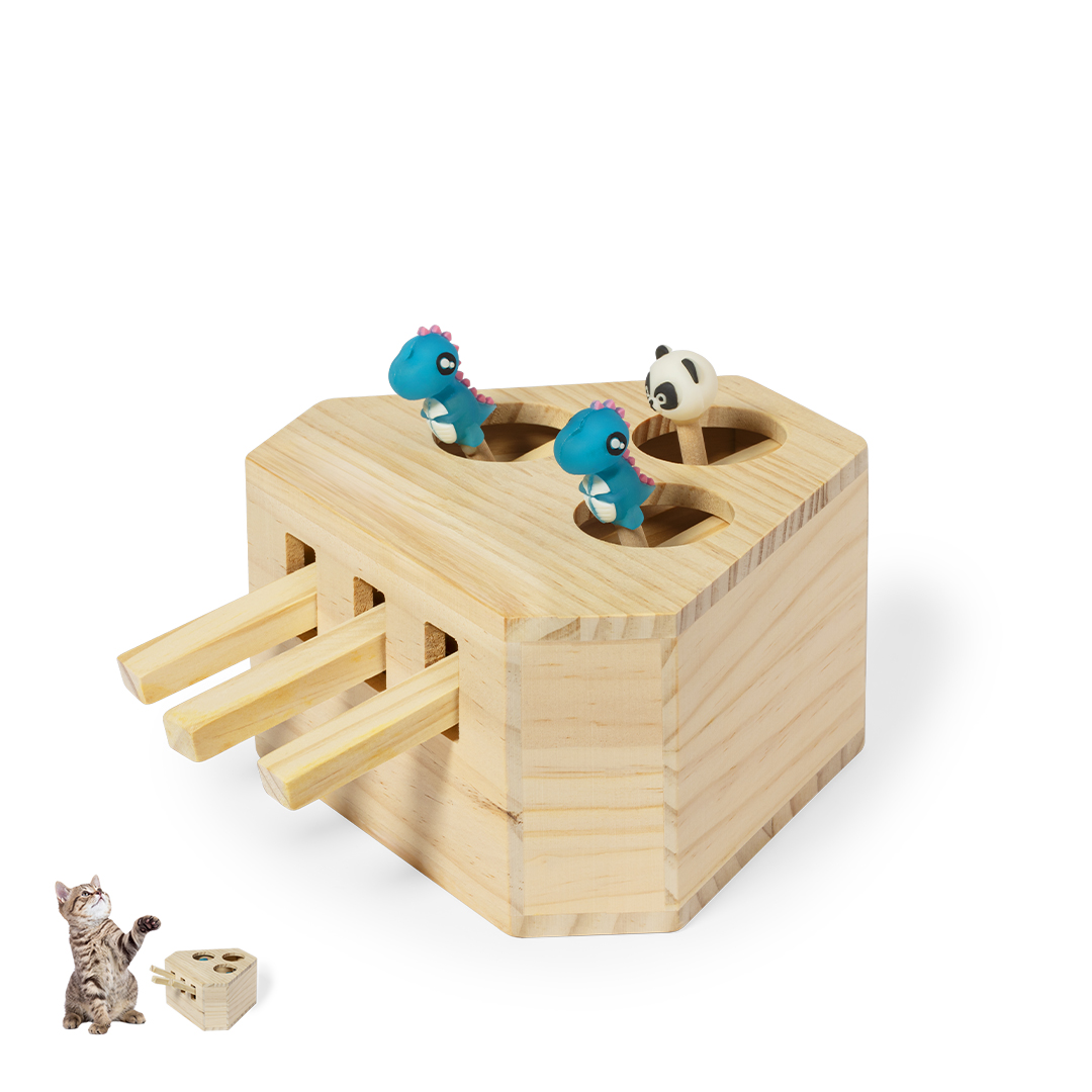 Juego para mascotas personalizado Kesel de madera con 3 figuras interactivas - Mascotas - Regalo Promocional Personalizado