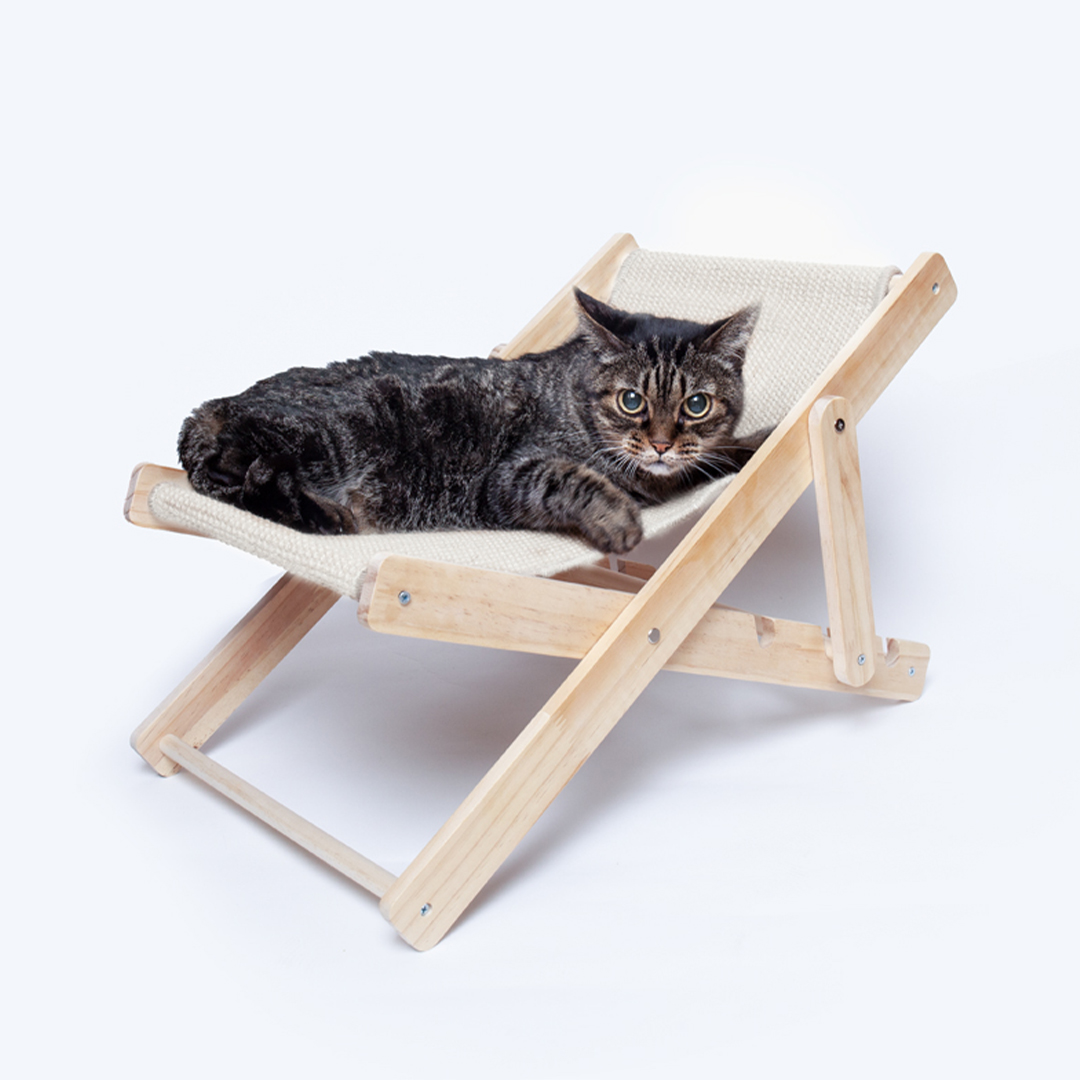 Silla para mascostas personalizada Diny de madera con canvas confortable