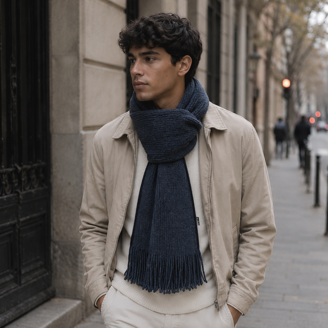 Bufanda personalizada Aronax de poliéster RPET bitono con flecos - Ropa y accesorios - Regalo Promocional Personalizado - vista alternativa