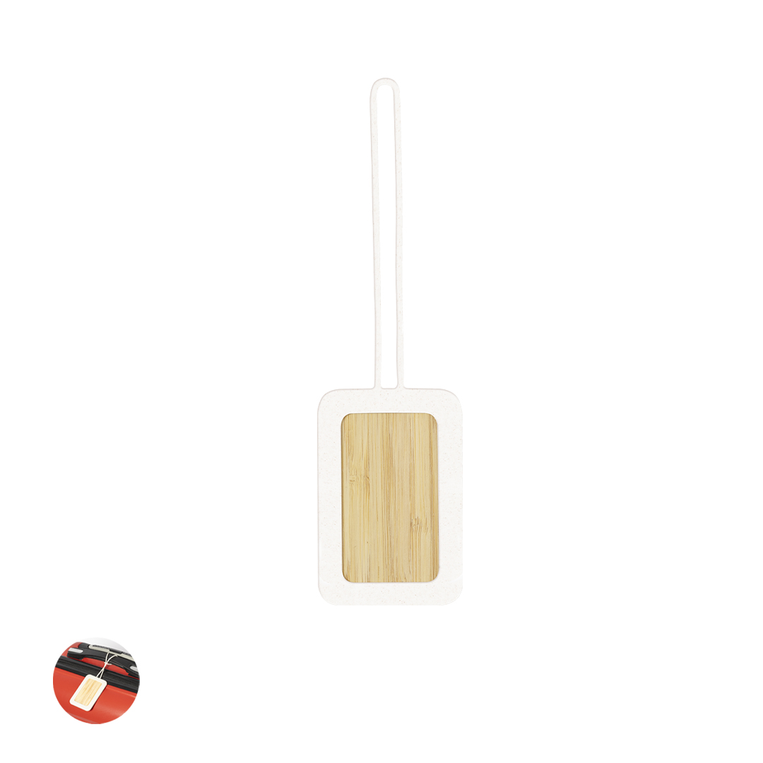 Identificador de maletas personalizado Holda de bambú con silicona veteada natural - Viaje - Regalo Promocional Personalizado